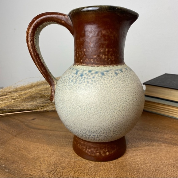 West Germany Pottery Vase, Floral Design, Mid Century Modern Pottery - Picture 5 of 10